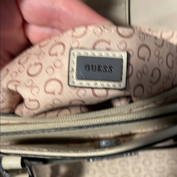 Guess Cream Textured Satchel with Metal Hardware and shoulder strap - Picture 2 of 4